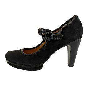Sofft Monique Suede Black Mary Jane Platform Heels